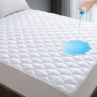 Waterproof Breathable Noiseless King Size Mattress Pad with Deep Pocket