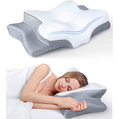 Ultra Pain Relief Cooling Pillow for Neck Support, Adjustable Cervical Pillow Cozy Sleeping, Odorless Ergonomic Contour Memory Foam Pillows, Orthopedic Bed Pillow for Side Back Stomach Sleeper